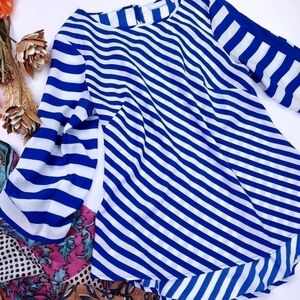 New York Co. Blue White Striped Top Sz M